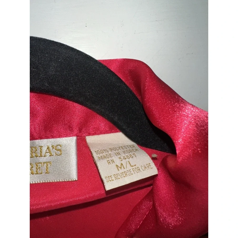 Vintage Victoria's Secret Red Satin Button Up Lounge Shirt Size M/L